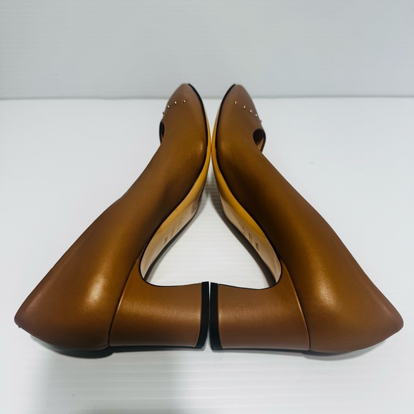 AGL Tan Leather Studded Block Heels Size 39 1/2 - Picture 12 of 15